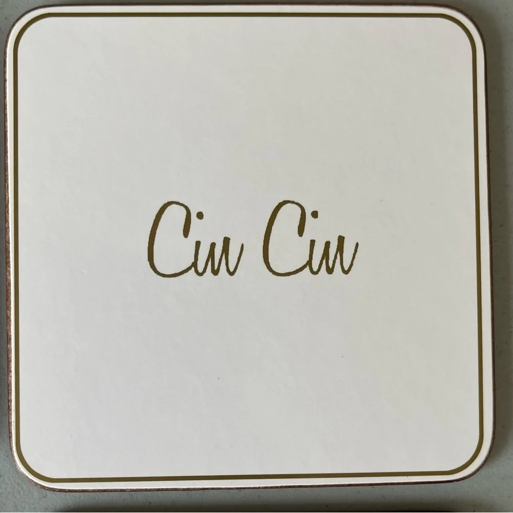 Williams - Sonoma Cheers Coaster set of 4 party holiday drinks  EUC drinks cork